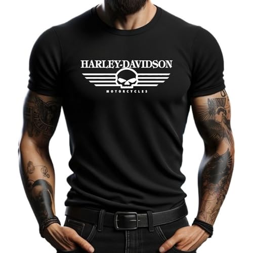 4people Black Harley Skull Logo T-Shirt - Casual Style for Motorcycle Lovers
