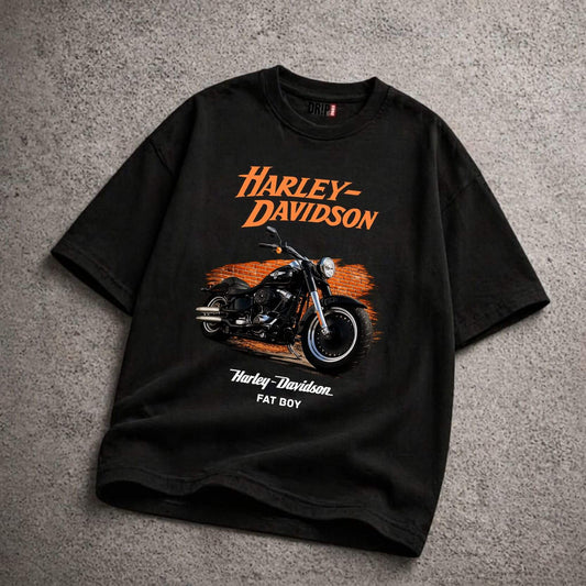 HARLEY DAVIDSON FAT BOY OVERSIZED BLACK T-SHIRT